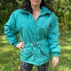 Vintage Killy teal insulated jacket with belt